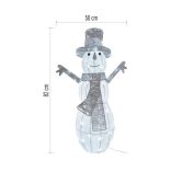 LED karácsonyi hóember, rattan, 82 cm, beltéri, hideg fehér, időzítő