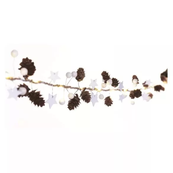 LED karácsonyi fényfüzér – tobozok, 1,7 cm, 2x AA, beltéri, meleg fehér DCGW04