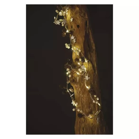 LED karácsonyi fényfüzér – tobozok, 1,7 cm, 2x AA, beltéri, meleg fehér DCGW04