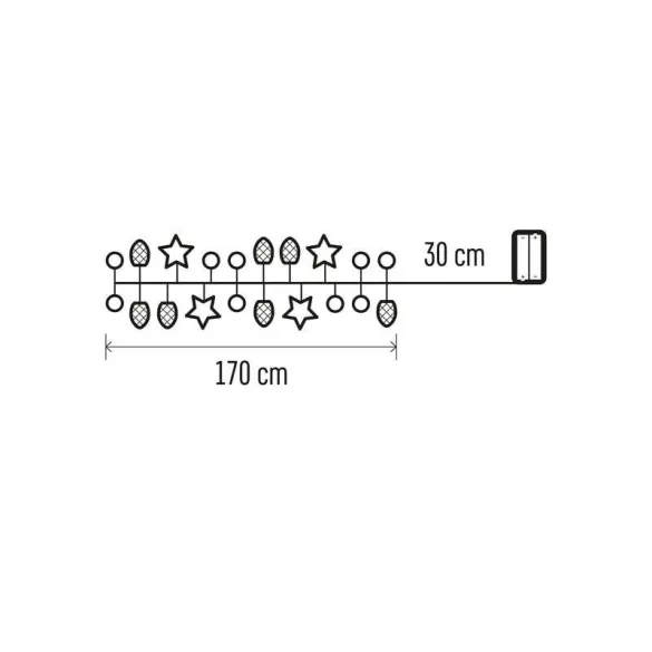 LED karácsonyi fényfüzér – tobozok, 1,7 cm, 2x AA, beltéri, meleg fehér DCGW04