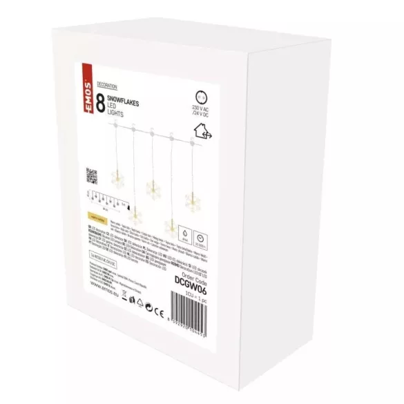 LED karácsonyi fényfüggöny – hópelyhek, 84 cm, beltéri, meleg fehér DCGW06