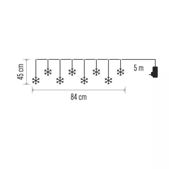 LED karácsonyi fényfüggöny – hópelyhek, 84 cm, beltéri, meleg fehér DCGW06