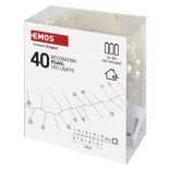 LED fényfüzér- gyöngyök, 1,2 m, 3xAA, beltéri,meleg fehér, időzítővel. DCGW15