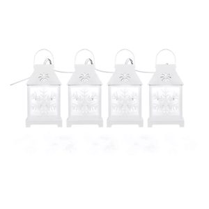 LED karácsonyi girland – fehér lámpák hópelyhekkel, hideg fehér DCLC02