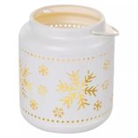 LED dekoráció-lámpa hópelyhekkel, fém, fehér,14 cm,3x AAA,beltéri,vintage DCLV11