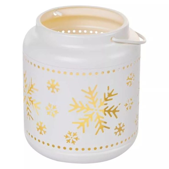 LED dekoráció-lámpa hópelyhekkel, fém, fehér,14 cm,3x AAA,beltéri,vintage DCLV11