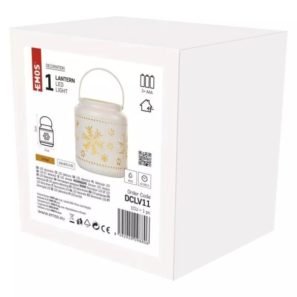 LED dekoráció-lámpa hópelyhekkel, fém, fehér,14 cm,3x AAA,beltéri,vintage DCLV11