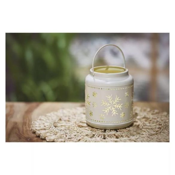 LED dekoráció-lámpa hópelyhekkel, fém, fehér,14 cm,3x AAA,beltéri,vintage DCLV11