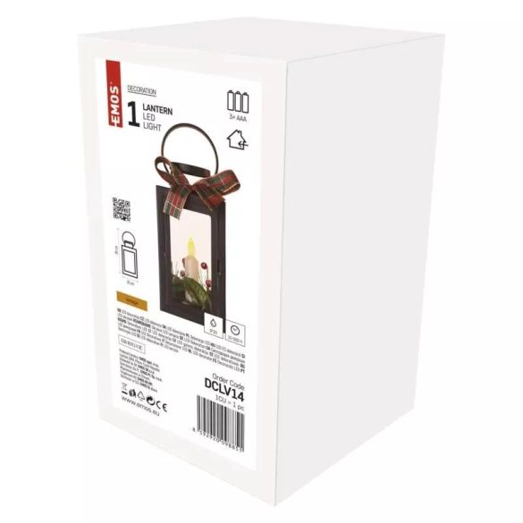 LED dekoráció-karácsonyi lámpa gyertyával, fekete, 22 cm, 3x AAA, beltéri DCLV14