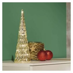   LED-es üveg karácsonyfa, 27 cm, 2x CR2032, beltéri, meleg fehér, időzítő,DCLW30