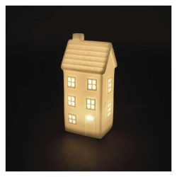   LED kerámia házikó, 16 cm, 1x CR2032, beltéri, meleg fehér, időzítő,DCLW36