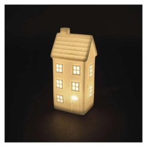 LED kerámia házikó, 16 cm, 1x CR2032, beltéri, meleg fehér, időzítő,DCLW36