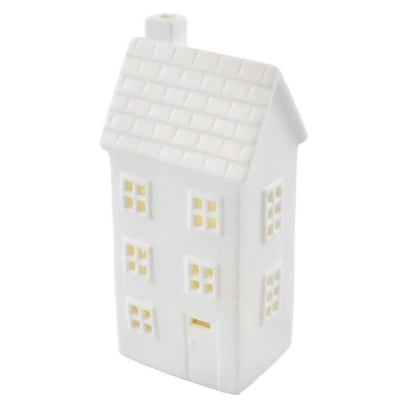 LED kerámia házikó, 16 cm, 1x CR2032, beltéri, meleg fehér, időzítő,DCLW36