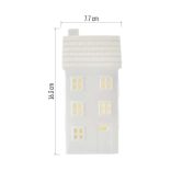 LED kerámia házikó, 16 cm, 1x CR2032, beltéri, meleg fehér, időzítő,DCLW36