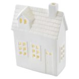 LED kerámia házikó, 18 cm, 1x CR2032, beltéri, meleg fehér, időzítő,DCLW37