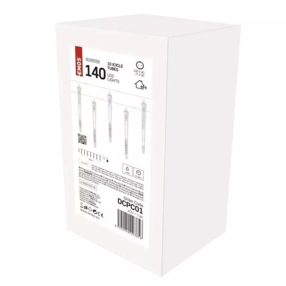 LED karácsonyi fényfüzér-10x jégcsap,3,6m,kültéri és beltéri,hideg fehér DCPC01