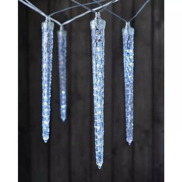 LED karácsonyi fényfüzér-10x jégcsap,3,6m,kültéri és beltéri,hideg fehér DCPC01