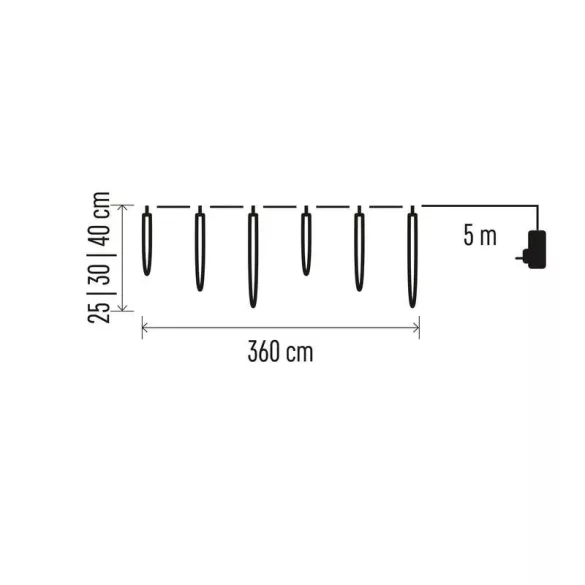 LED karácsonyi girland-jégcsapok,6 db,3,6 m,kültérre és beltérre,hideg f. DCPC06