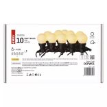 LED fényfüzér – 10x party égő, opál, 5 m, kültéri és beltéri, meleg fehér DCPW01