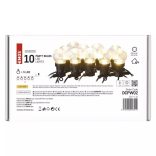 LED fényfüzér-10x party égő,átlátszó,5m,kültéri és beltéri,meleg fehér DCPW02