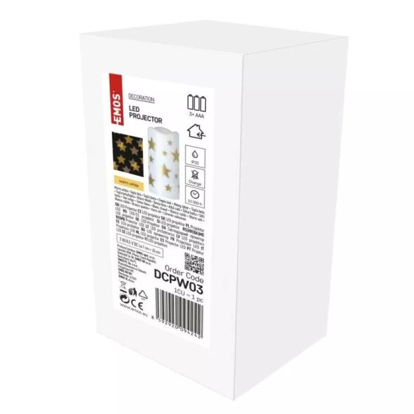 LED dekoráció projektor – csillagok, 3x AAA beltéri, meleg fehér DCPW03