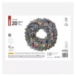 LED karácsonyi koszorú, havas, 38 cm, 2x AA, beltéri, meleg fehér,időzítő ZY2354