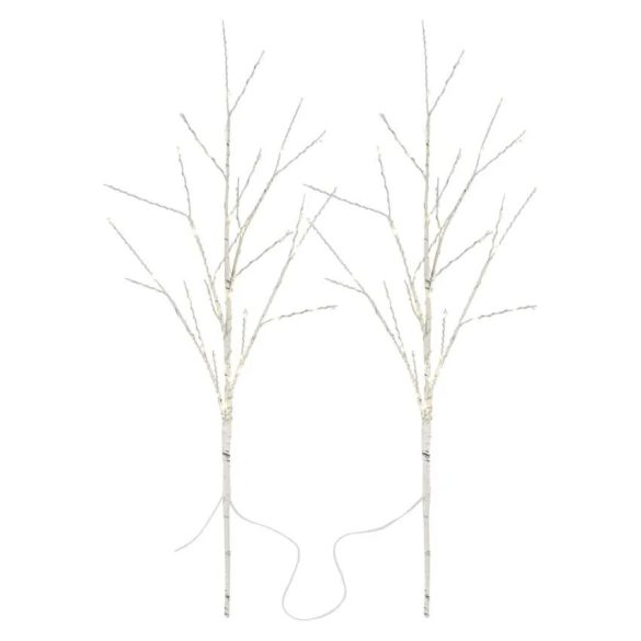 LED dekoráció - 2 db nyírfaág,60 cm,3 db AA, kül- és beltéri, meleg fehér, timer