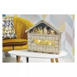 LED adventi naptár, fa, 40x50 cm, 2x AA, beltéri, meleg fehér, időzítő DCWW01