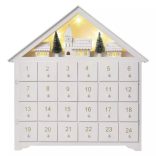 LED adventi naptár, fa, 35x33 cm, 2x AA, beltéri, meleg fehér, időzítő DCWW02