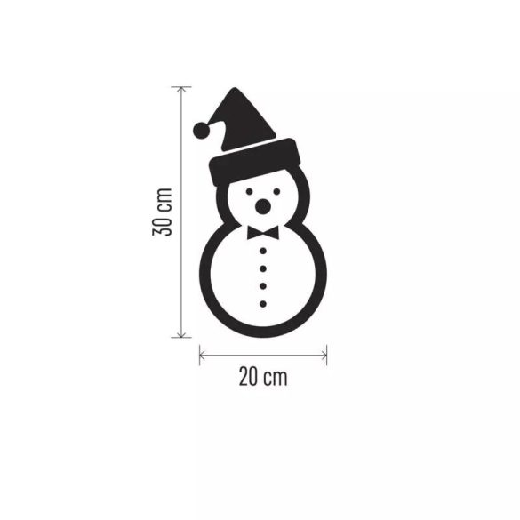 LED karácsonyi hóember, fa, 30 cm, 2x AA, beltéri, meleg fehér, időzítő ZY2331