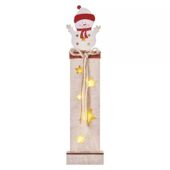 LED dekoráció, fa – hóember, 46 cm, 2x AA, beltéri, meleg fehér, időzítő DCWW12