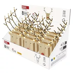 LED dekoráció, fa -rénszarvas, 16 cm, 2x AAA, beltéri, meleg fehér, időzí DCWW42
