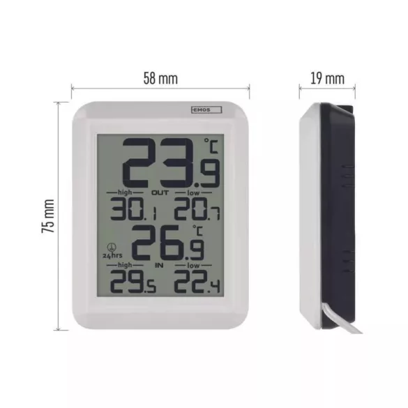 EMOS Digitális hőmérő vezetékes E0422