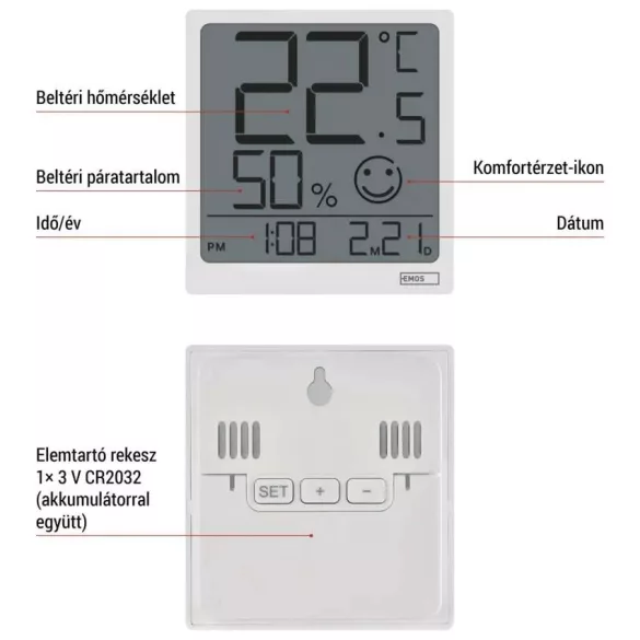 EMOS HŐMÉRŐ NEDVESSÉGMÉRŐVEL E0522