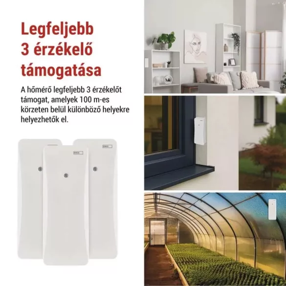 Digitális hőmérő páratartalom-mérővel, vez. nélküli érzékelővel,óra  E0558W
