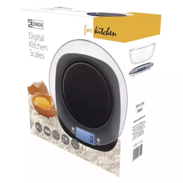 EMOS DIGITÁLIS KONYHAI MÉRLEG FEKETE EV025