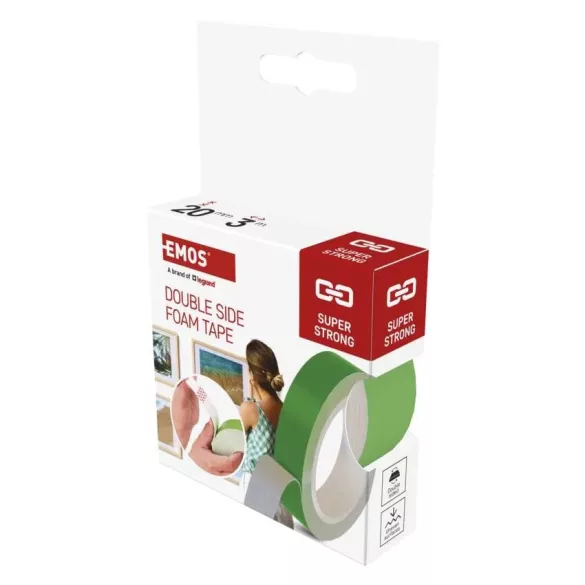 EMOS kétoldalas habszalag 20 mm / 3 m, zöld F6090