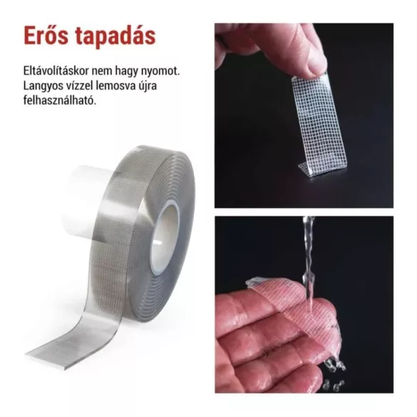 EMOS kétoldalas NANOGRID szalag 19 mm / 3 m, átlátszó, F6301