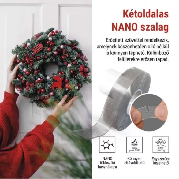 EMOS kétoldalas NANOGRID szalag 19 mm / 3 m, átlátszó, F6301