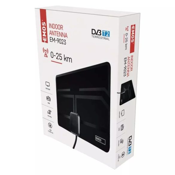 Szobaantenna EM-9023, 0–25 km, DVB-T2, DAB, LTE/4G szűrő J0673