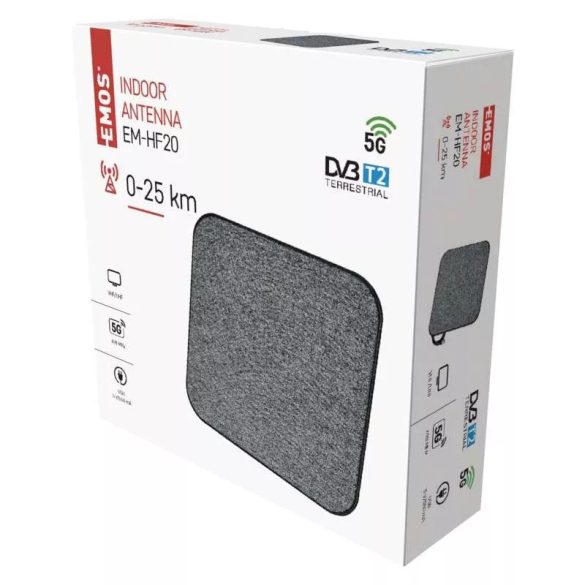 Szobaantenna EM-HF20, 0–25 km, DVB-T2, DAB, LTE/4G/5G szűrő J0688