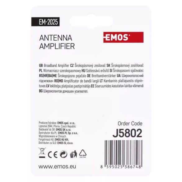 EMOS Antenna előerősítő 25dB VHF/UHF J5802