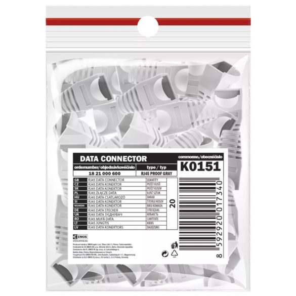 EMOS RJ45 CSATLAKOZÓ VÉDŐKUPAK SZÜRKE K0151