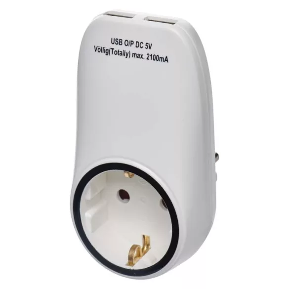EMOS ALJZAT ELÁGAZÓ 2×USB FEHÉR SCHUKO P0072