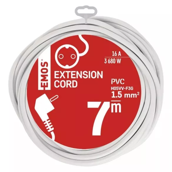 EMOS Hosszabbító 1 aljzat 7m fehér SCHUKO P0127R