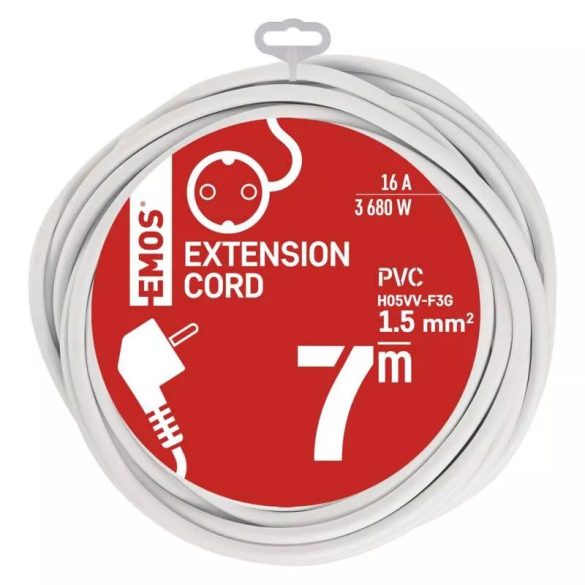 EMOS Hosszabbító 1 aljzat 7m fehér SCHUKO P0127R