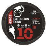 EMOS HOSSZABÍTÓ GUMI 10M 3x2,5mm FEKETE P01810R