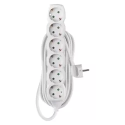 EMOS hosszabbító 3 m / 6 aljzat / fehér / PVC / 1,5 mm2 P0625R