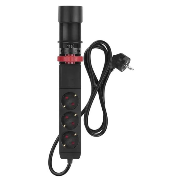 EMOS elosztó 3 aljzat 1,5m kapcsoló/asztalra szerelhető/USB/fekete/PVC P1321PD