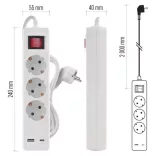 HOSSZABBÍTÓ ELOSZTÓ 3 ALJ 2M KAP. 1.5MM+1×USB-A,1×USB-C P1522CU